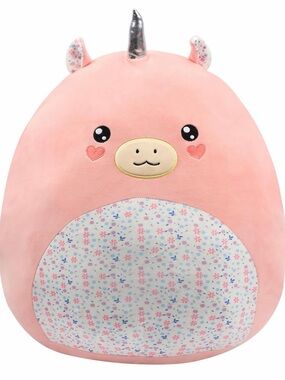 Pink Unicorn Plush Pillow with Floral Belly